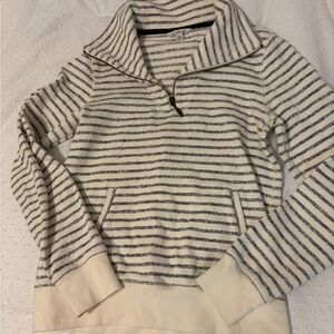 Striped Half-Zip Sweater - Cream and Black